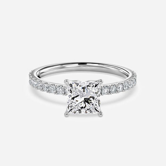 Liviana Princess Hidden Halo Moissanite Engagement Ring