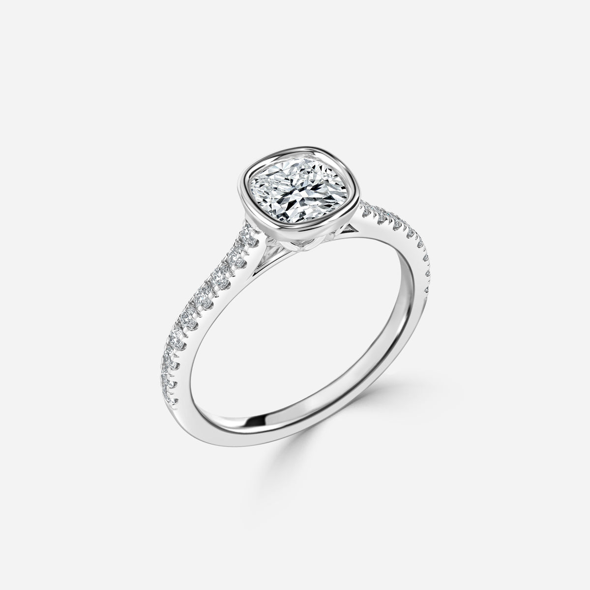 Arabella Cushion Bezel Moissanite Engagement Ring