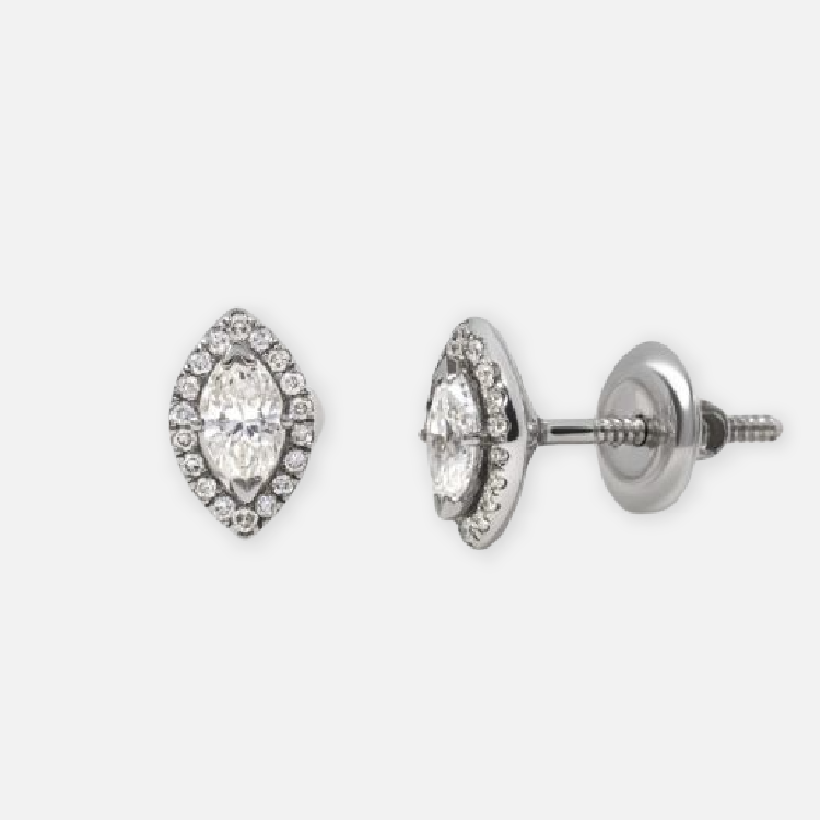 Marquise Halo Moissanite Earrings