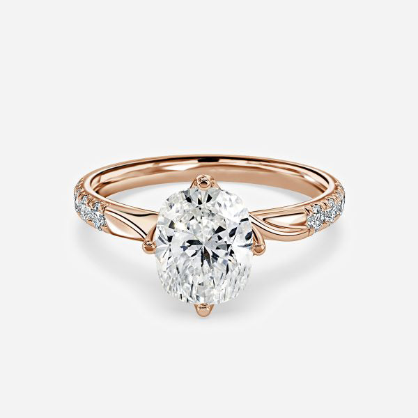 Netto Oval Diamond Band Moissanite Engagement Ring