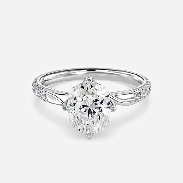 Netto Oval Diamond Band Moissanite Engagement Ring