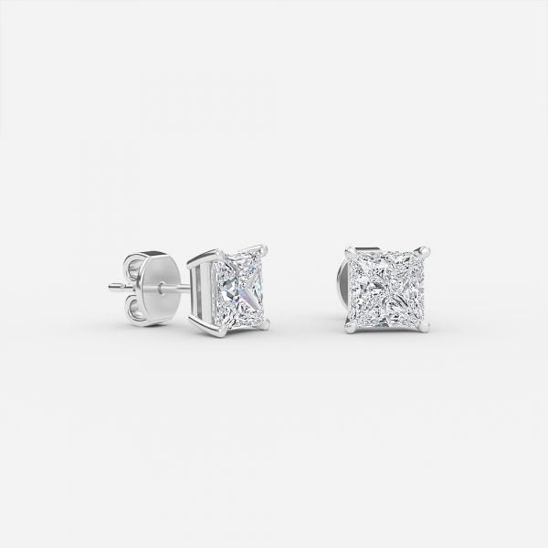 Princess Moissanite Stud Earrings