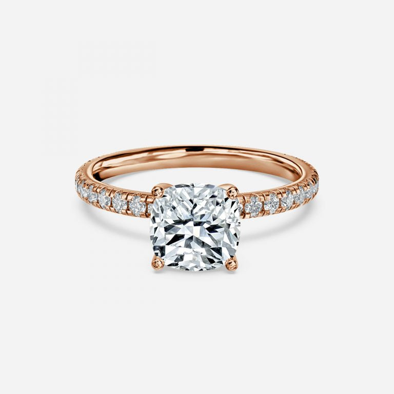 Rosalba Cushion Diamond Band Moissanite Engagement Ring