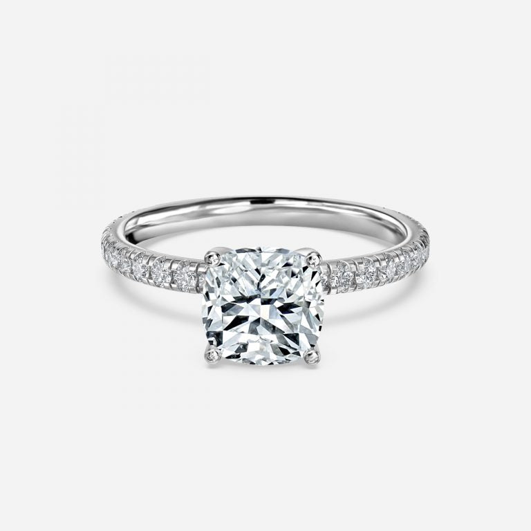 Rosalba Cushion Diamond Band Moissanite Engagement Ring