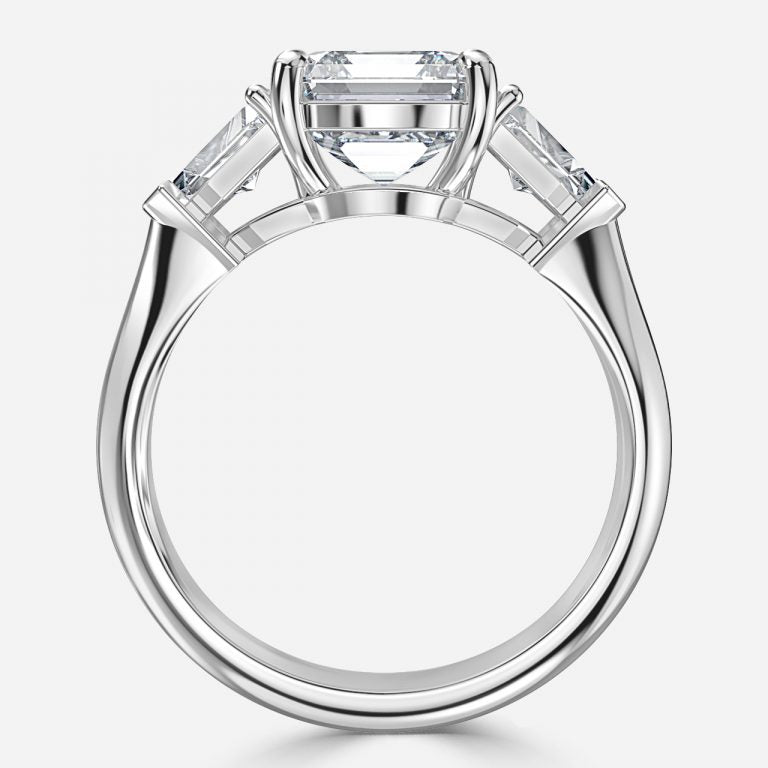 Eri Asscher Three Stone Moissanite Engagement Ring