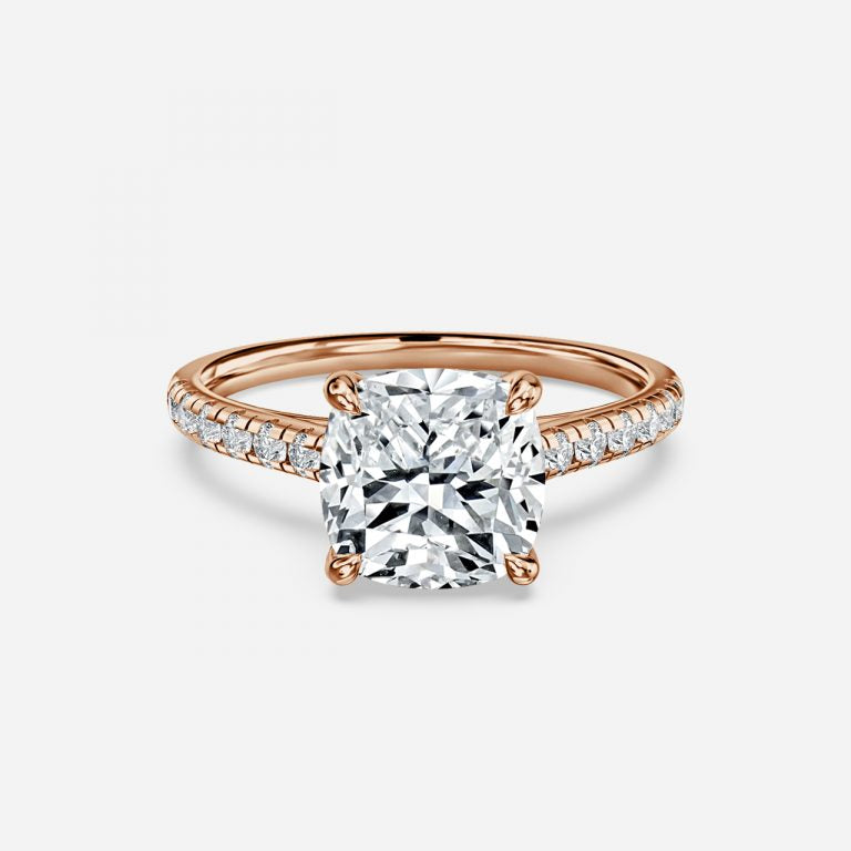 Clio Cushion Diamond Band Moissanite Engagement Ring