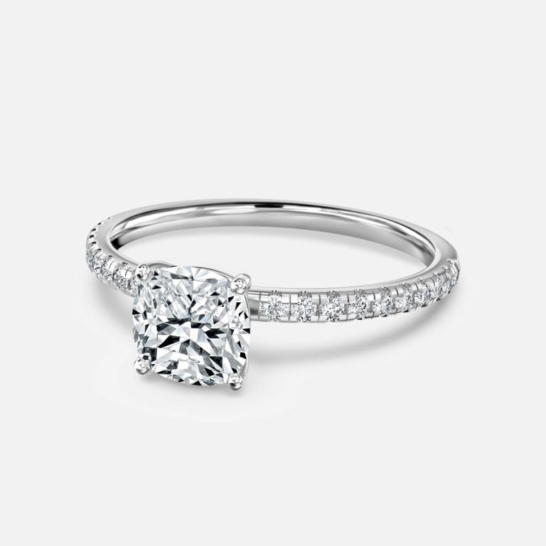 Yati Cushion Diamond Band Moissanite Engagement Ring