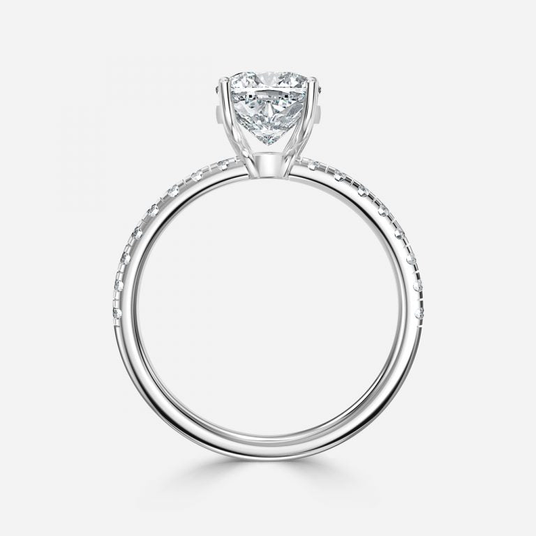 Vittoria Cushion Diamond Band Moissanite Engagement Ring