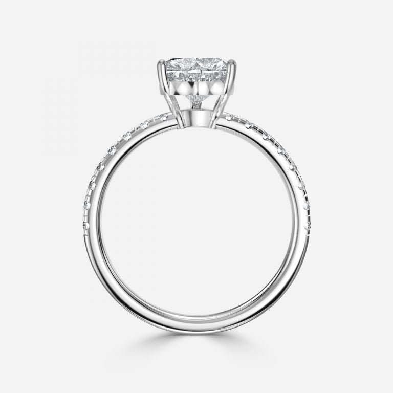 Vittoria Heart Diamond Band Moissanite Engagement Ring