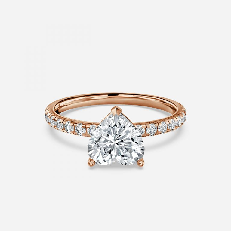 Vittoria Heart Diamond Band Moissanite Engagement Ring