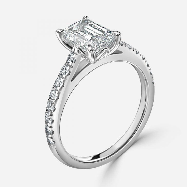 Aveline Emerald Diamond Band Moissanite Engagement Ring