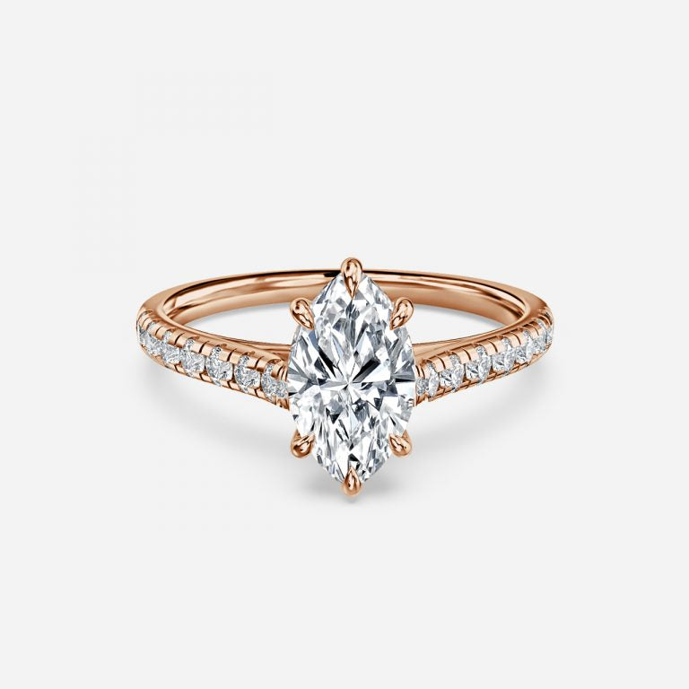 Clio Marquise Diamond Band Moissanite Engagement Ring