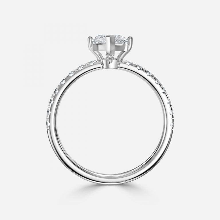 Vittoria Marquise Diamond Band Moissanite Engagement Ring