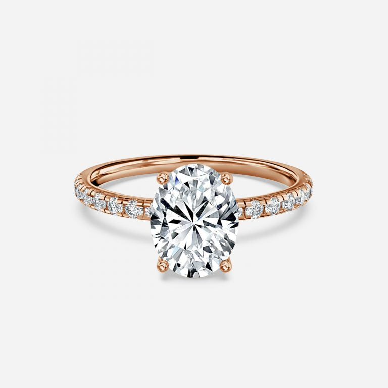 Vittoria Oval Diamond Band Moissanite Engagement Ring