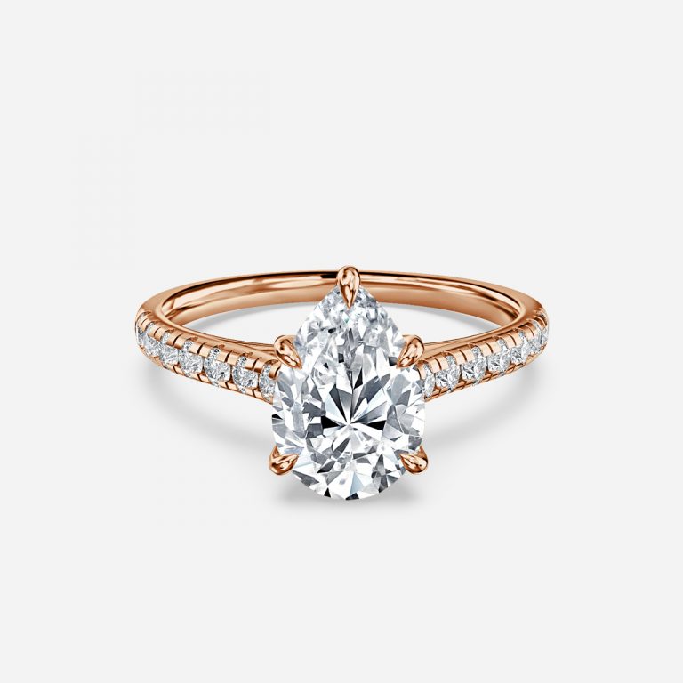 Clio Pear Diamond Band Moissanite Engagement Ring