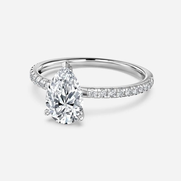 Yati Pear Diamond Band Moissanite Engagement Ring