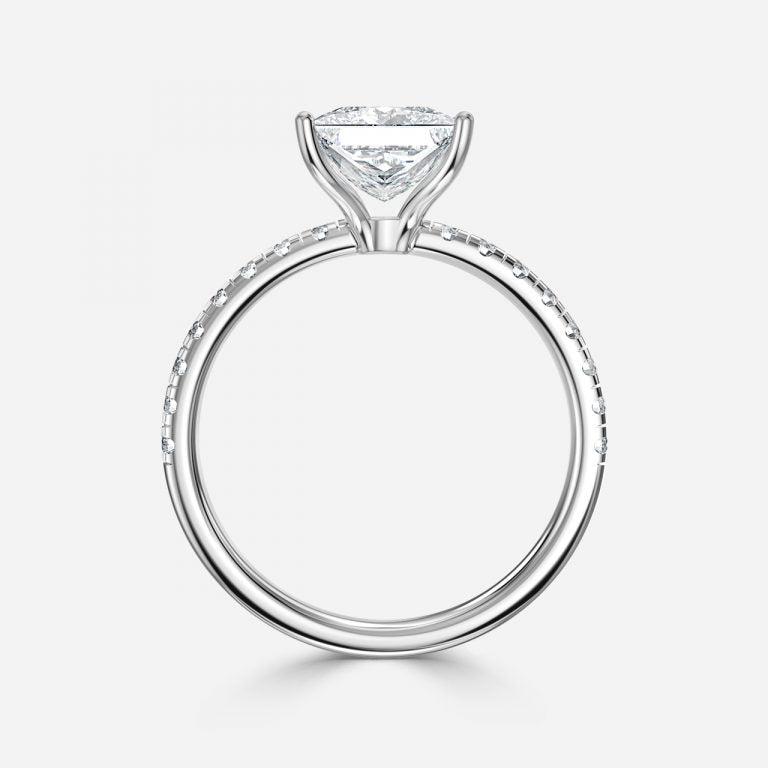 Vittoria Princess Diamond Band Moissanite Engagement Ring