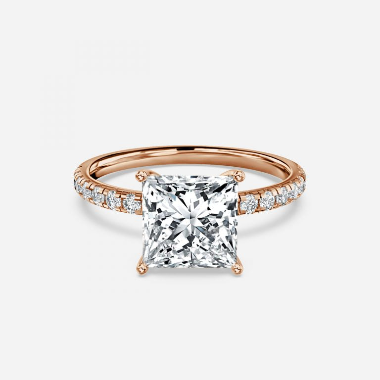 Vittoria Princess Diamond Band Moissanite Engagement Ring