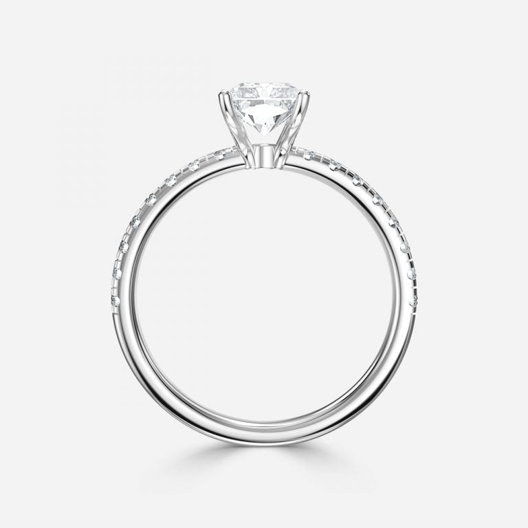 Vittoria Radiant Diamond Band Moissanite Engagement Ring