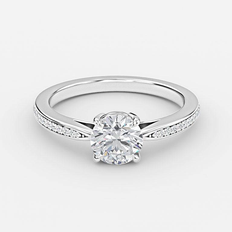 Isolde Round Diamond Band Moissanite Engagement Ring