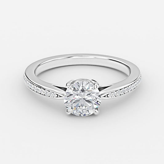 Isolde Round Diamond Band Moissanite Engagement Ring