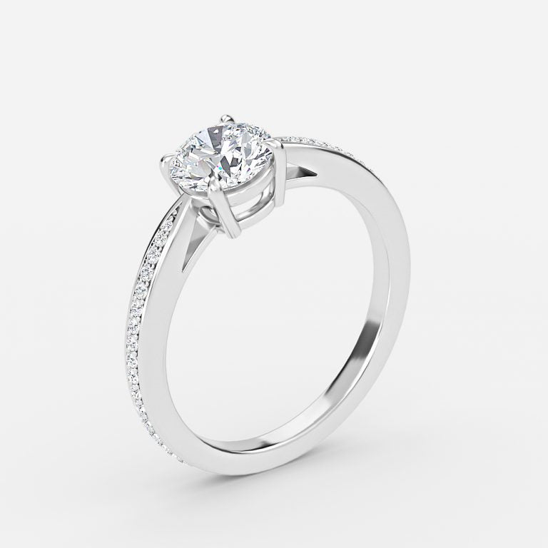 Isolde Round Diamond Band Moissanite Engagement Ring