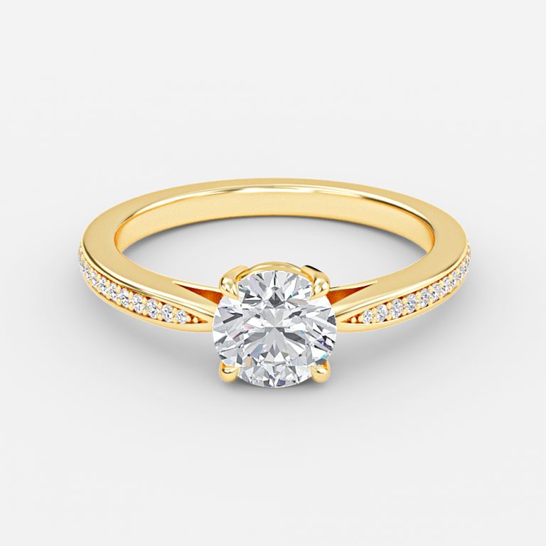 Isolde Round Diamond Band Moissanite Engagement Ring