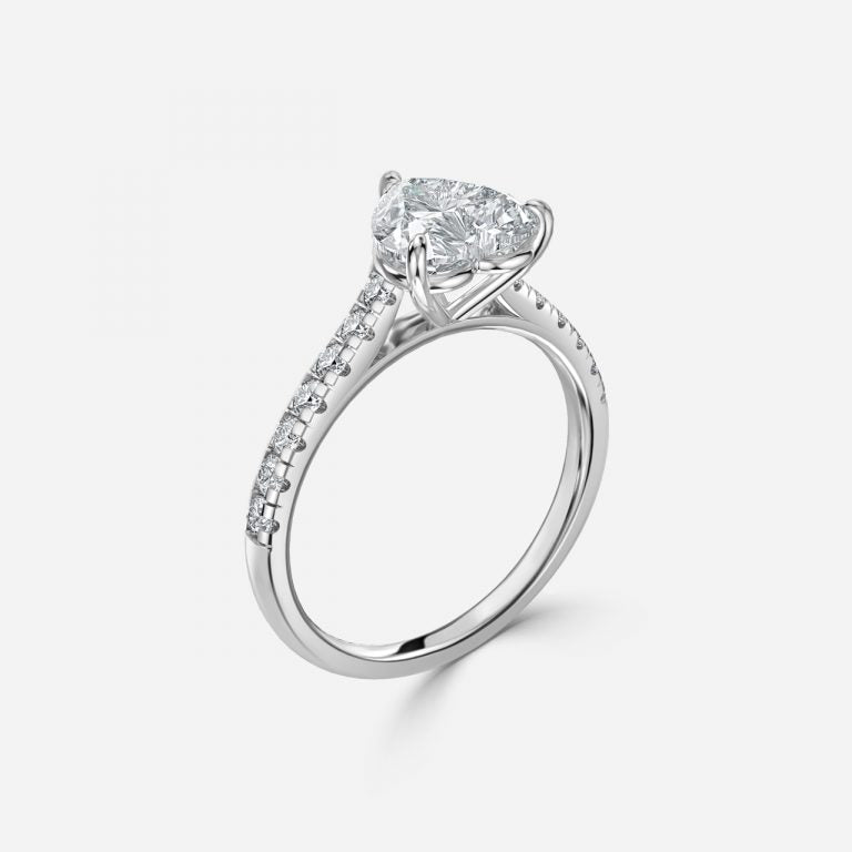 Clio Heart Diamond Band Moissanite Engagement Ring