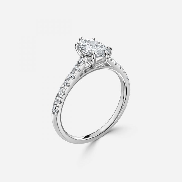 Clio Marquise Diamond Band Moissanite Engagement Ring