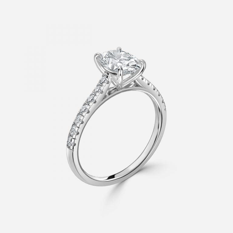 Clio Oval Diamond Band Moissanite Engagement Ring