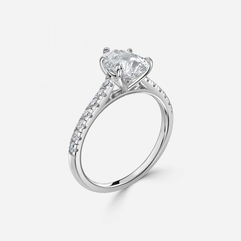 Clio Pear Diamond Band Moissanite Engagement Ring