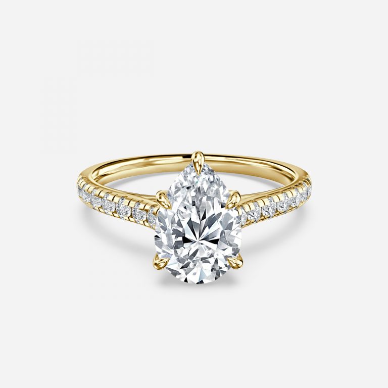 Clio Pear Diamond Band Moissanite Engagement Ring