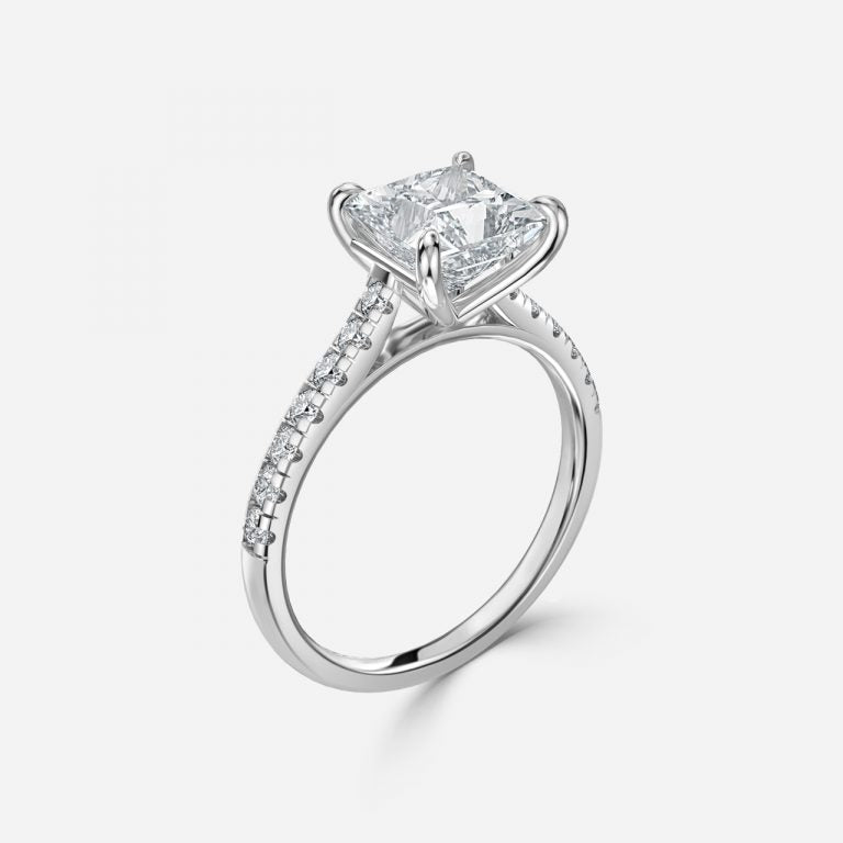 Clio Princess Diamond Band Moissanite Engagement Ring