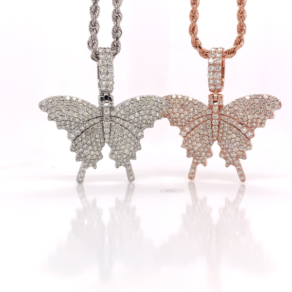 1.70 CT Moissanite Iced Out Butterfly Pendant