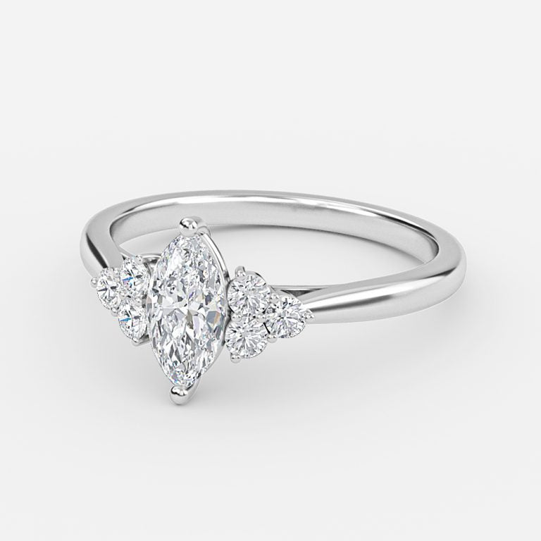 Aviva Marquise Cluster Moissanite Engagement Ring