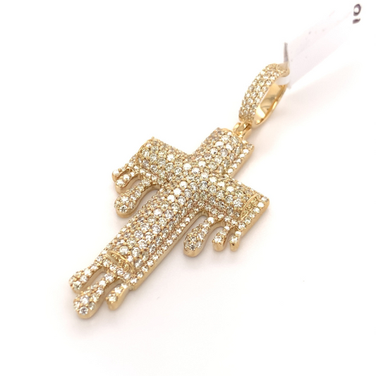 4.25 CT Moissanite Iced Out Drip Cross Pendant