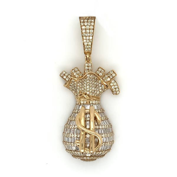 3.50 CT Moissanite Iced Out Money Bag Pendant