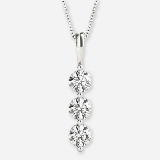 Moissanite Three Stone Pendant