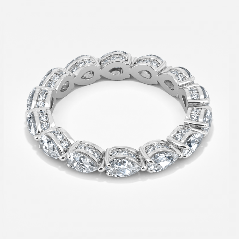 Unique Pear Moissanite Eternity Band