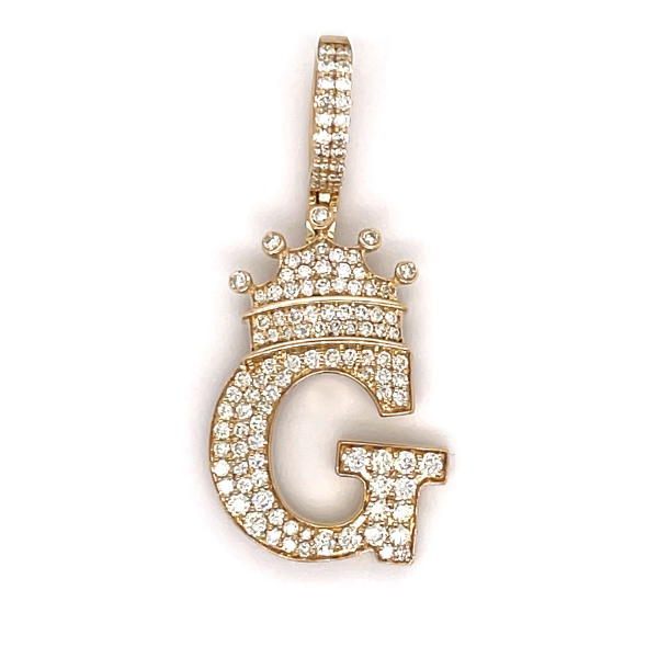 1.30 CT Moissanite Iced Out Letter G Pendant