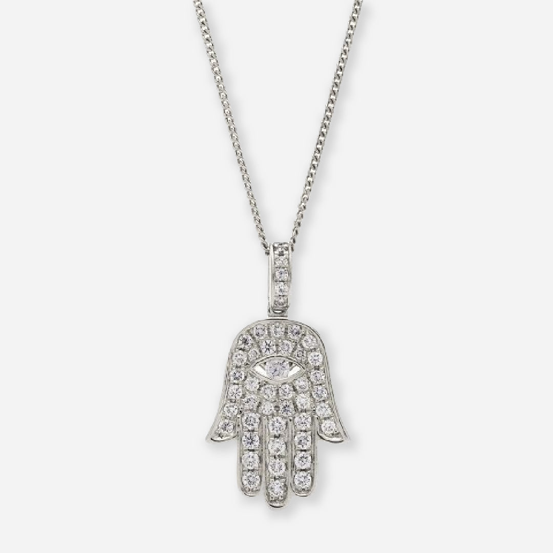 Moissanite Hamsa Hand Pendant