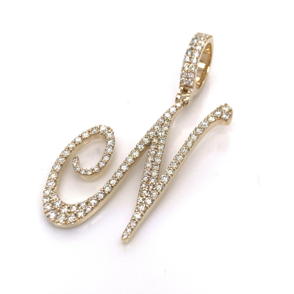 2.50 CT Moissanite Iced Out Letter "N" Pendant