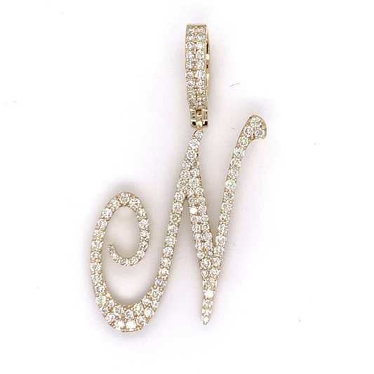 2.50 CT Moissanite Iced Out Letter "N" Pendant