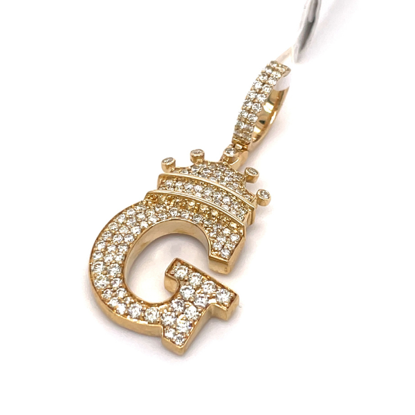 1.30 CT Moissanite Iced Out Letter G Pendant