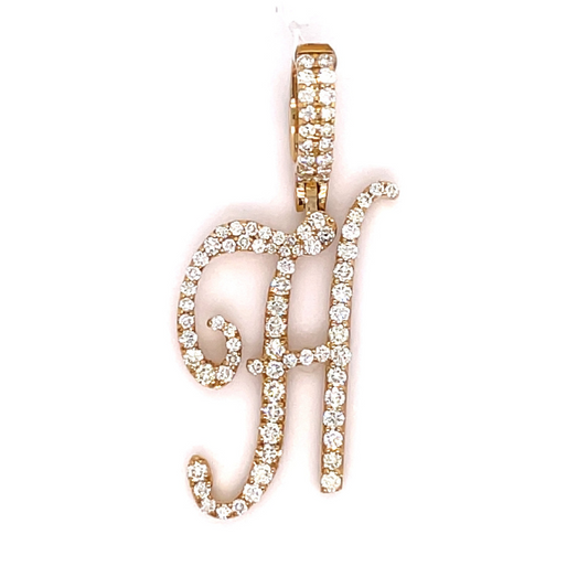 1.00 CT Moissanite Iced Out Letter H Pendant