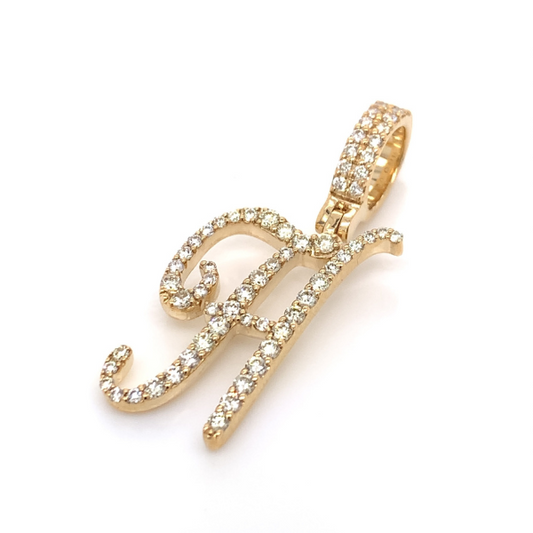 1.00 CT Moissanite Iced Out Letter "H" Pendants