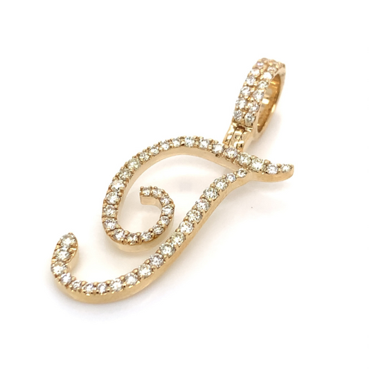 1.00 CT Moissanite Iced Out Letter "T" Pendant
