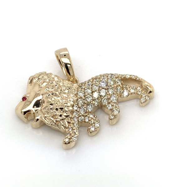 0.85 CT Moissanite Iced Out Lion Pendant