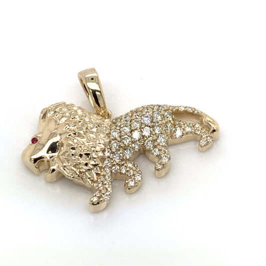 0.85 CT Moissanite Iced Out Lion Pendant