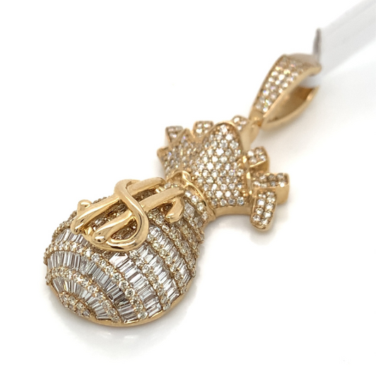 3.50 CT Moissanite Iced Out Money Bag Pendant